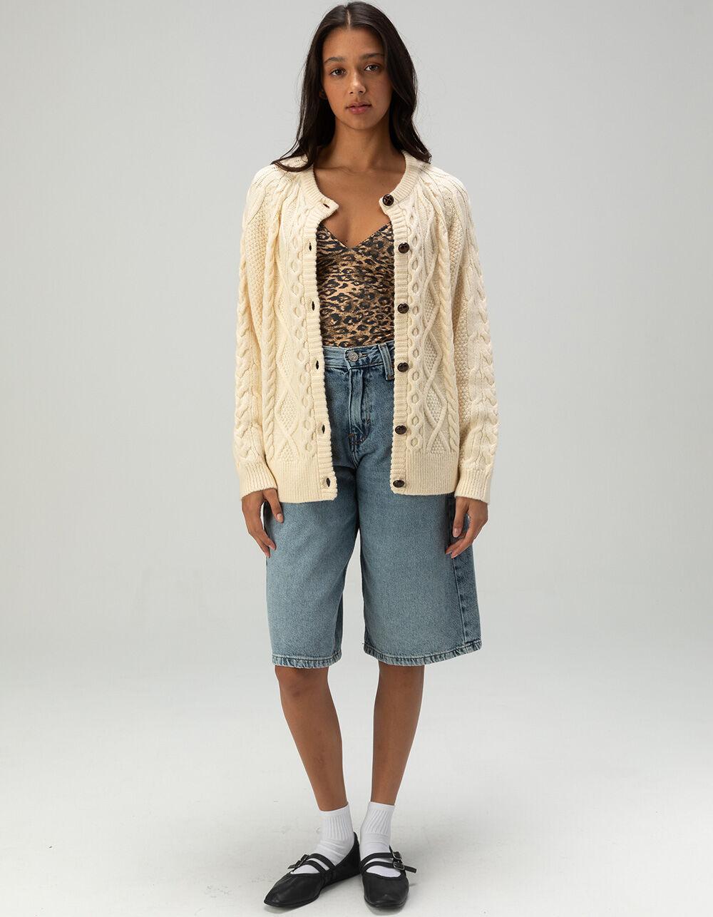 BDG Urban Outfitters Vintage Cable Knit Womens Cardigan - CREAM Product Image