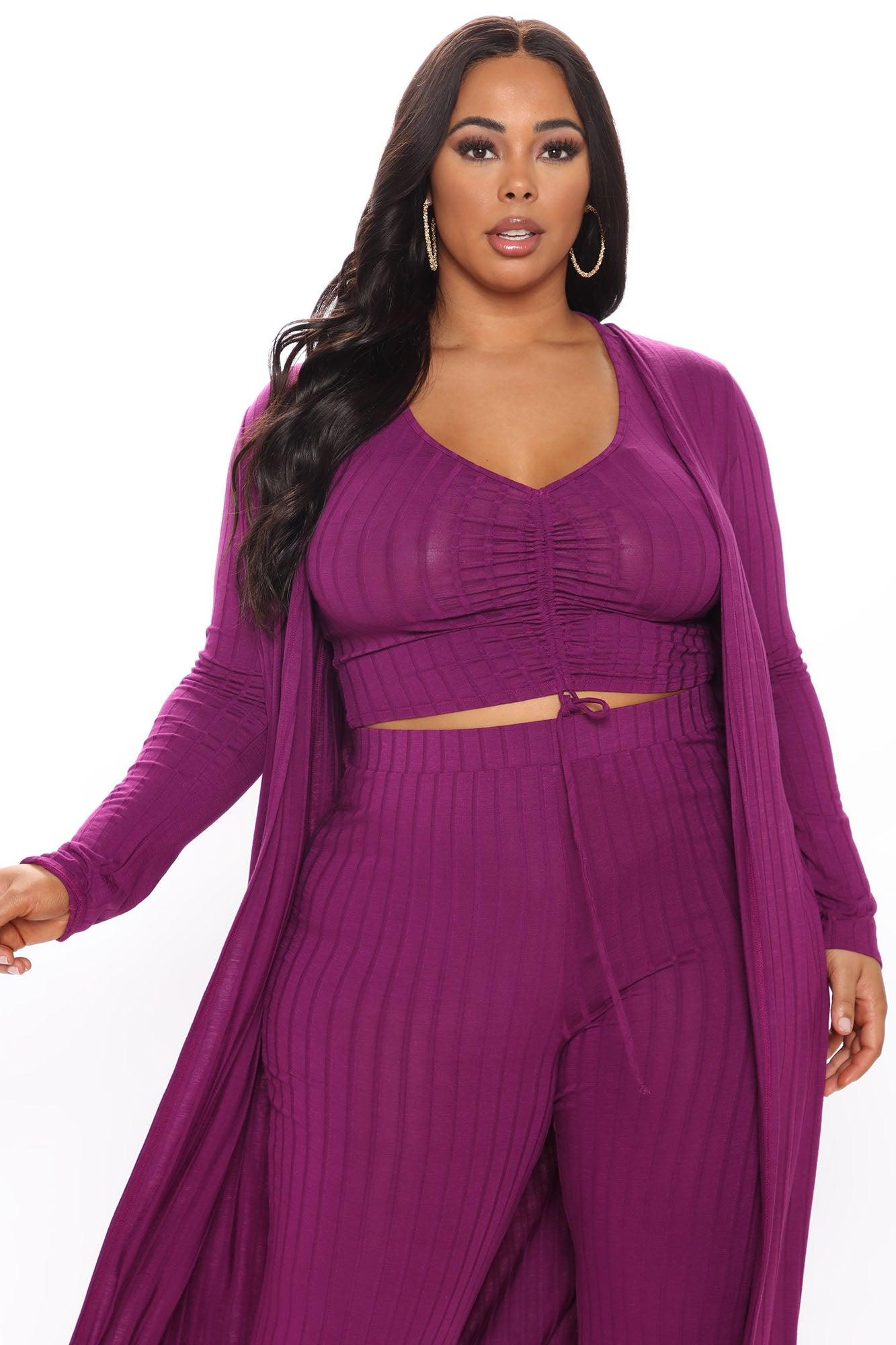 Come Get It 3 Piece Pant Set - Plum Product Image