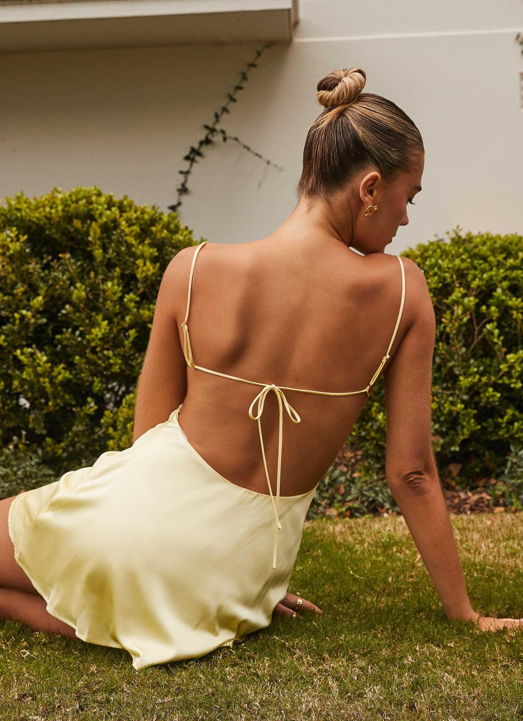 Ayla Satin Mini Dress - Yellow Product Image