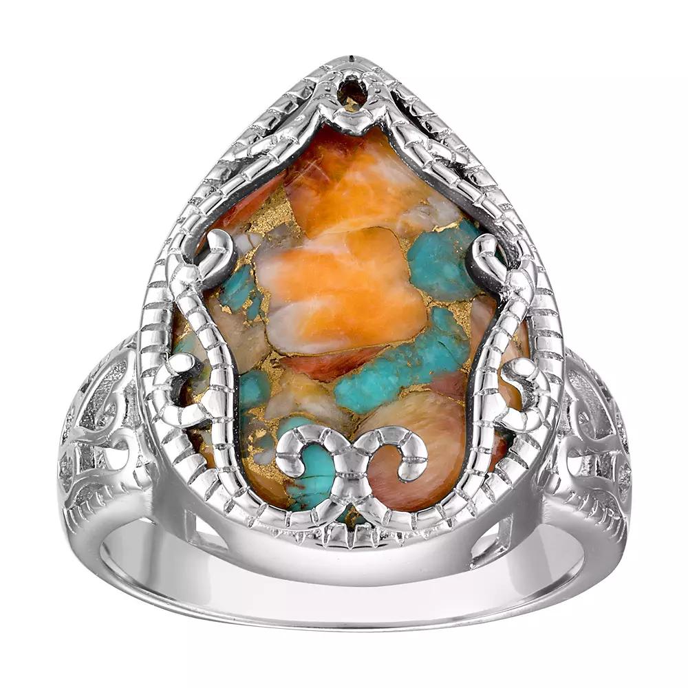 Designs by Gioelli Sterling Silver Blue Oyster Turquoise Ring, Women's, Size: 10 Product Image