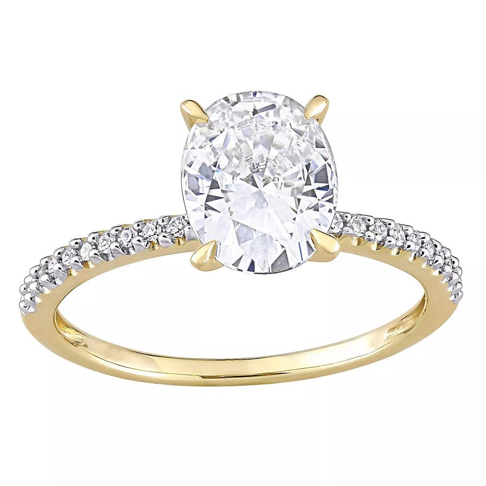 Stella Grace 14k Gold 2 Carat T.W. Lab-Created Moissanite & 1/10 Carat T.W. Diamond Engagement Ring, Women's, Size: 9.50 Product Image