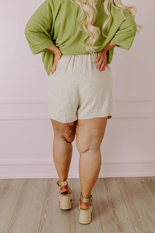 The Beatriz High Waist Linen-Blend Shorts Curves Product Image