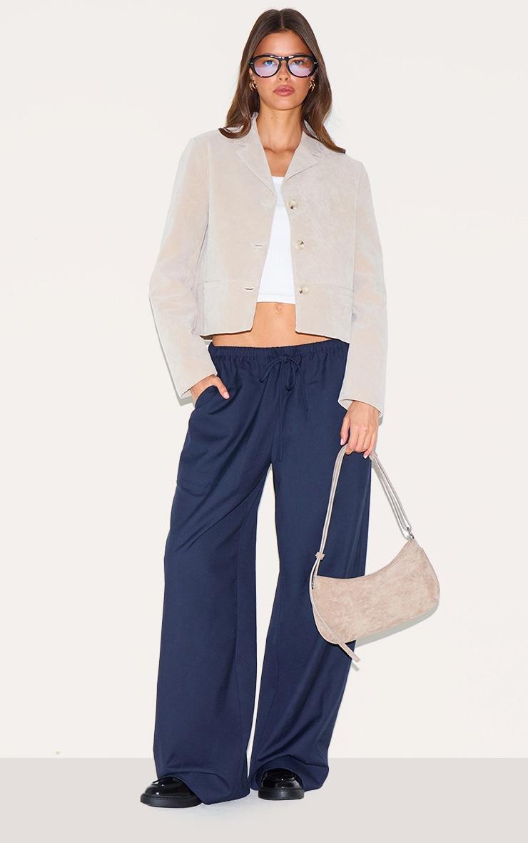 Stone Faux Suede Cropped Blazer Product Image