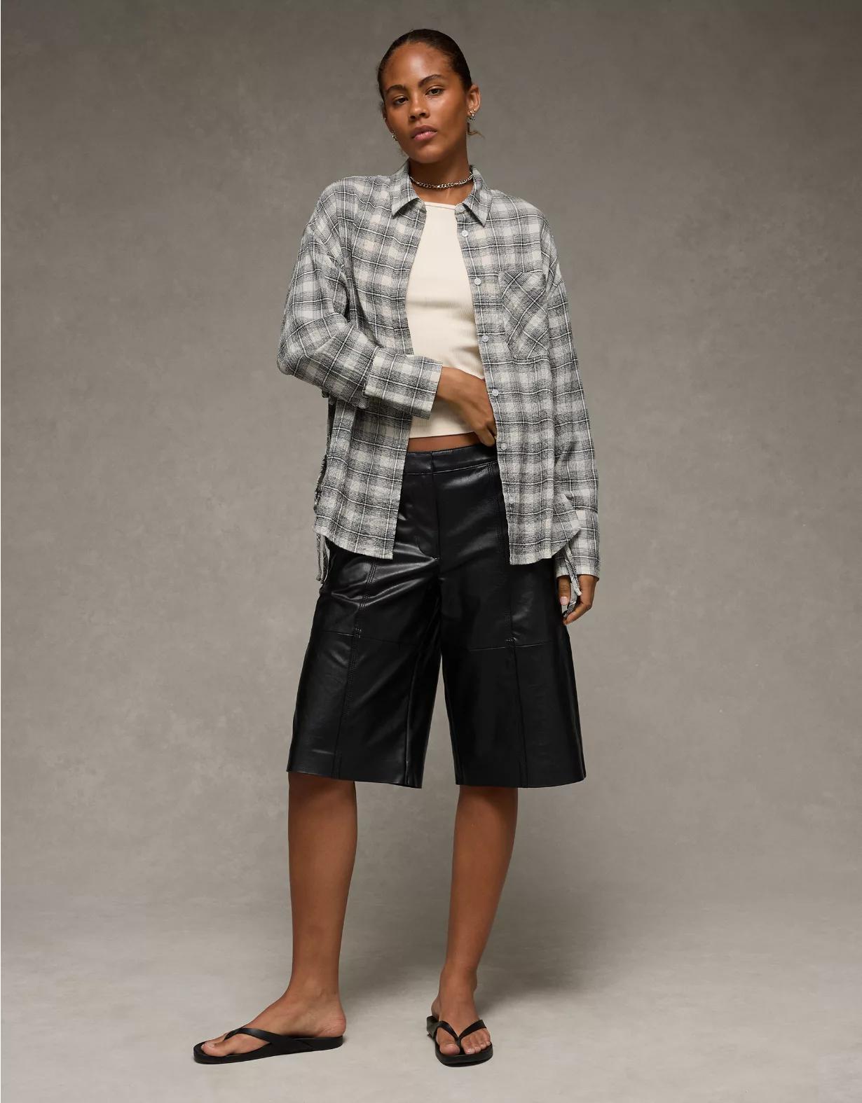 AE Side-Tie Button-Up Shirt Product Image