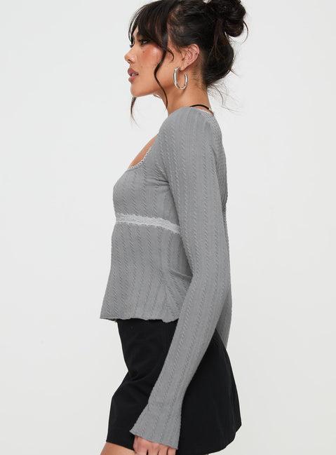 Noir Long Sleeve Top Grey Product Image