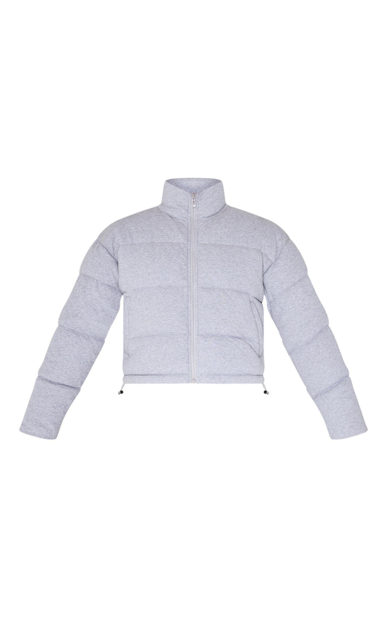  Grey Knit Jersey Cropped Padded Jacket Product Image