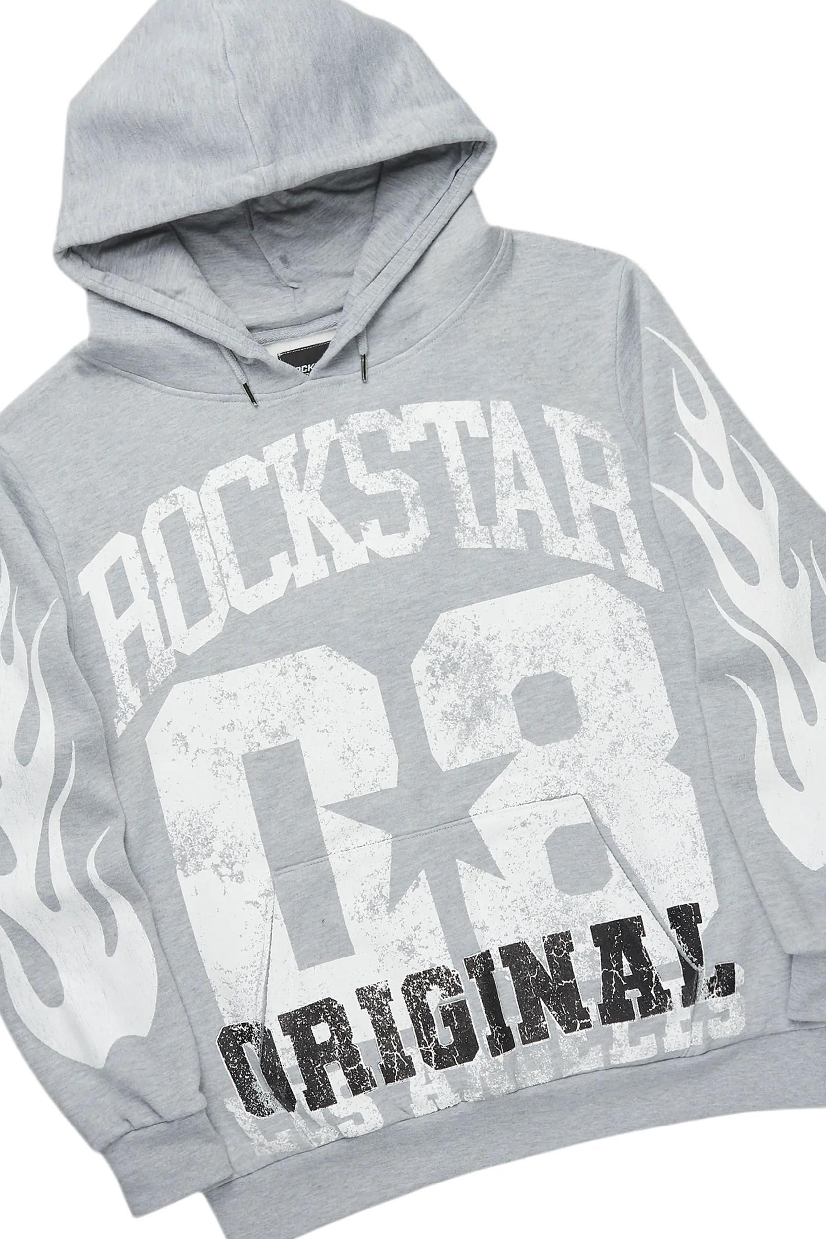 Edel Grey/White Hoodie/Stacked Flare Pant Set Male Product Image