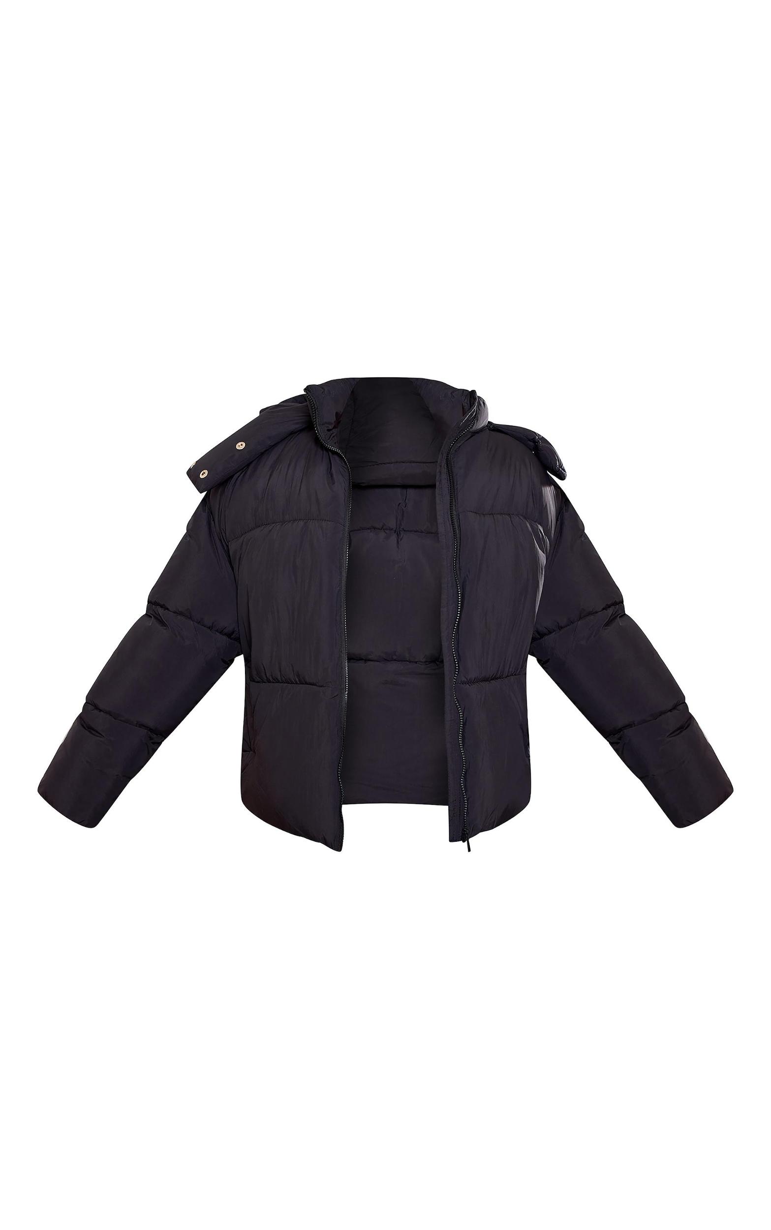 Plus Black Oversized Hooded Puffer Jacket Product Image