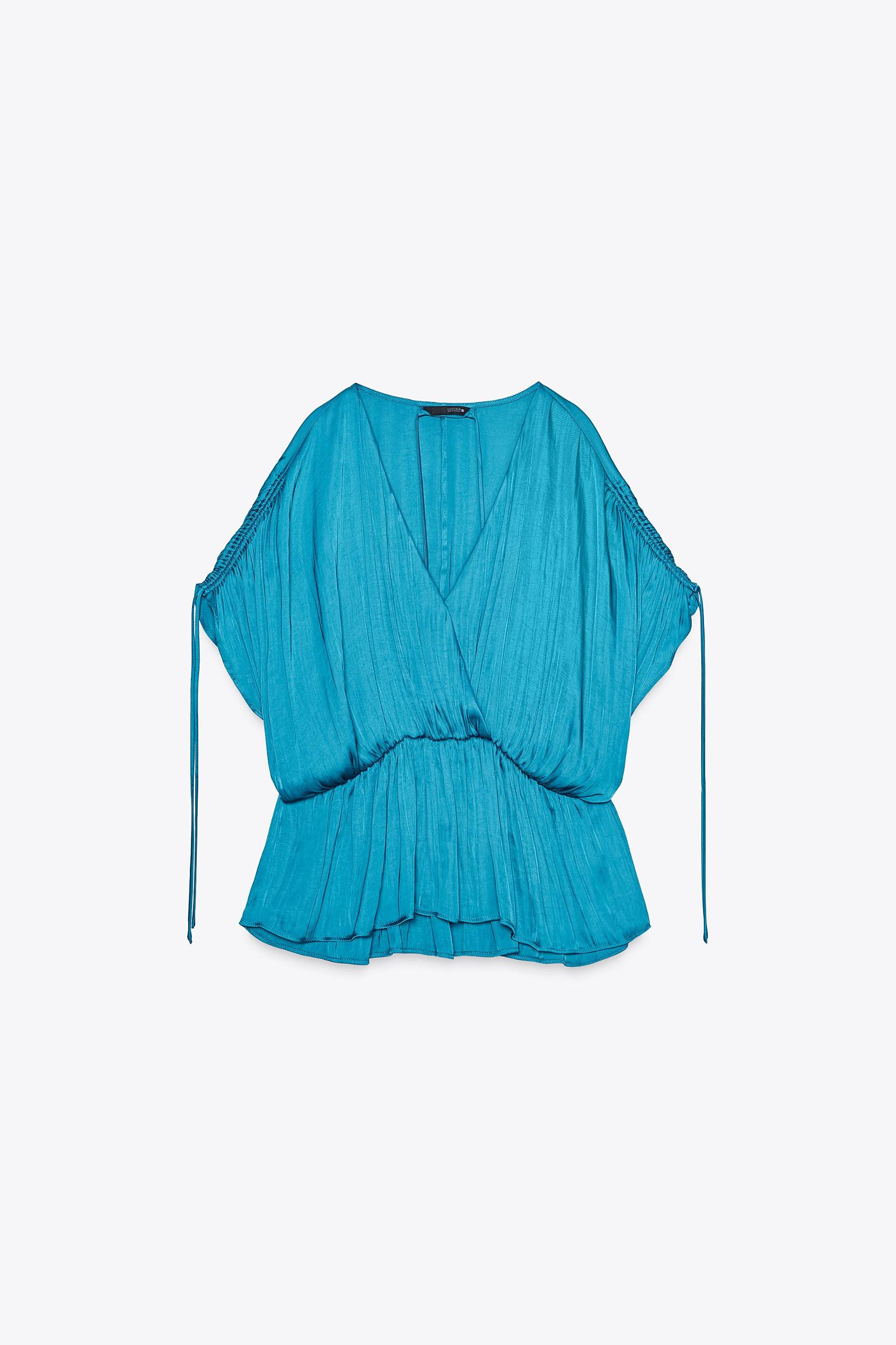 RUCHED SATIN EFFECT BLOUSE Product Image