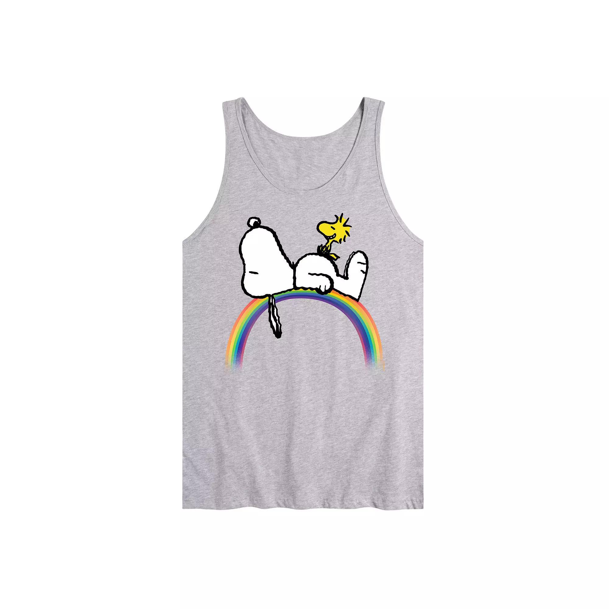 Men's Peanuts Snoopy Woodstock Rainbow Graphic Tank Top,  Product Image