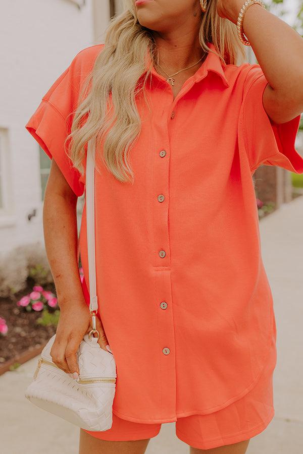 Carefree Charm Button Down Romper In Coral Product Image