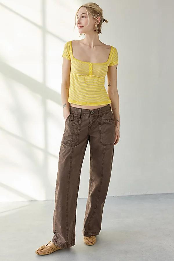 BDG Brittney Square Neck Henley Babydoll Tee Womens at Urban Outfitters Product Image