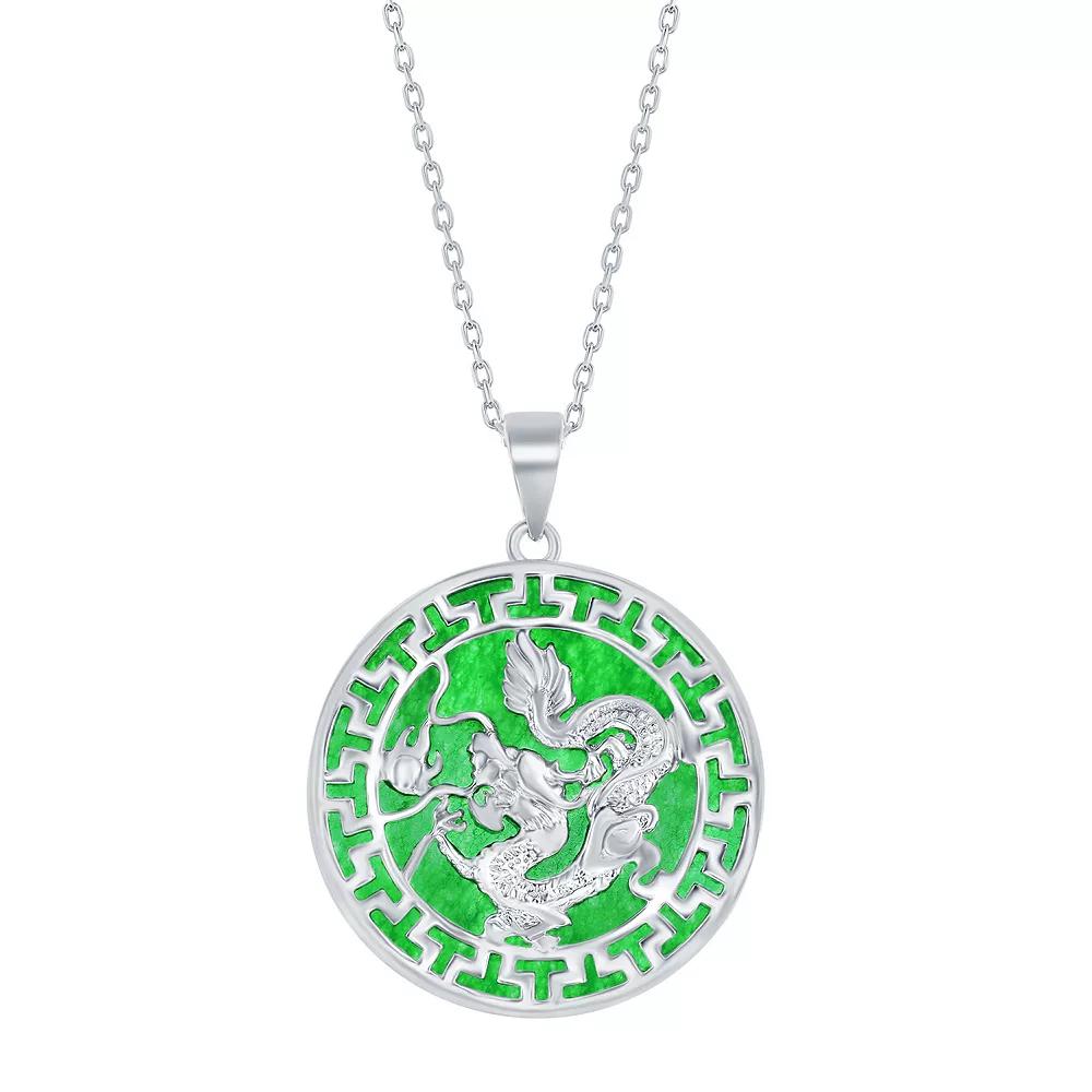 Argento Bella Sterling Silver Green Quartz Dragon Design Pendant Necklace, Women's,  Product Image