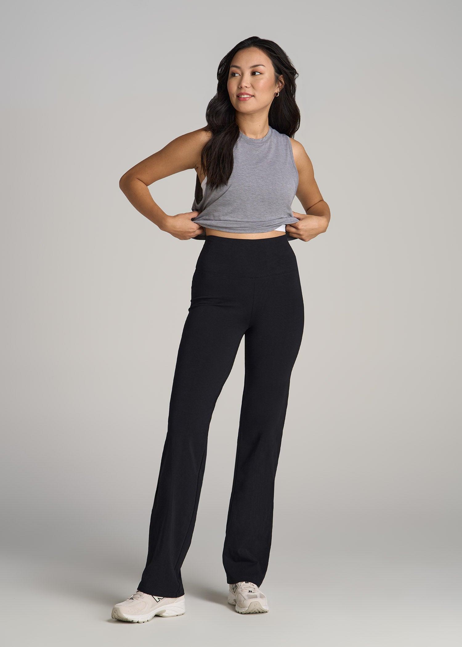 Women's Straight Leg Cotton Leggings for Tall Women in Black Female Product Image