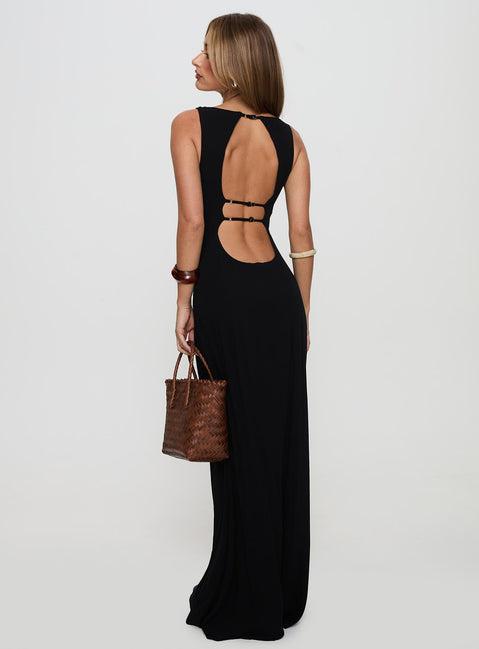 Ace Of Hearts Backless Maxi Dress Black Product Image
