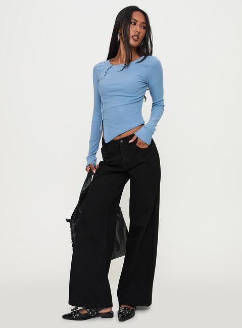 Baseline Button Up Long Sleeve Top Blue Product Image