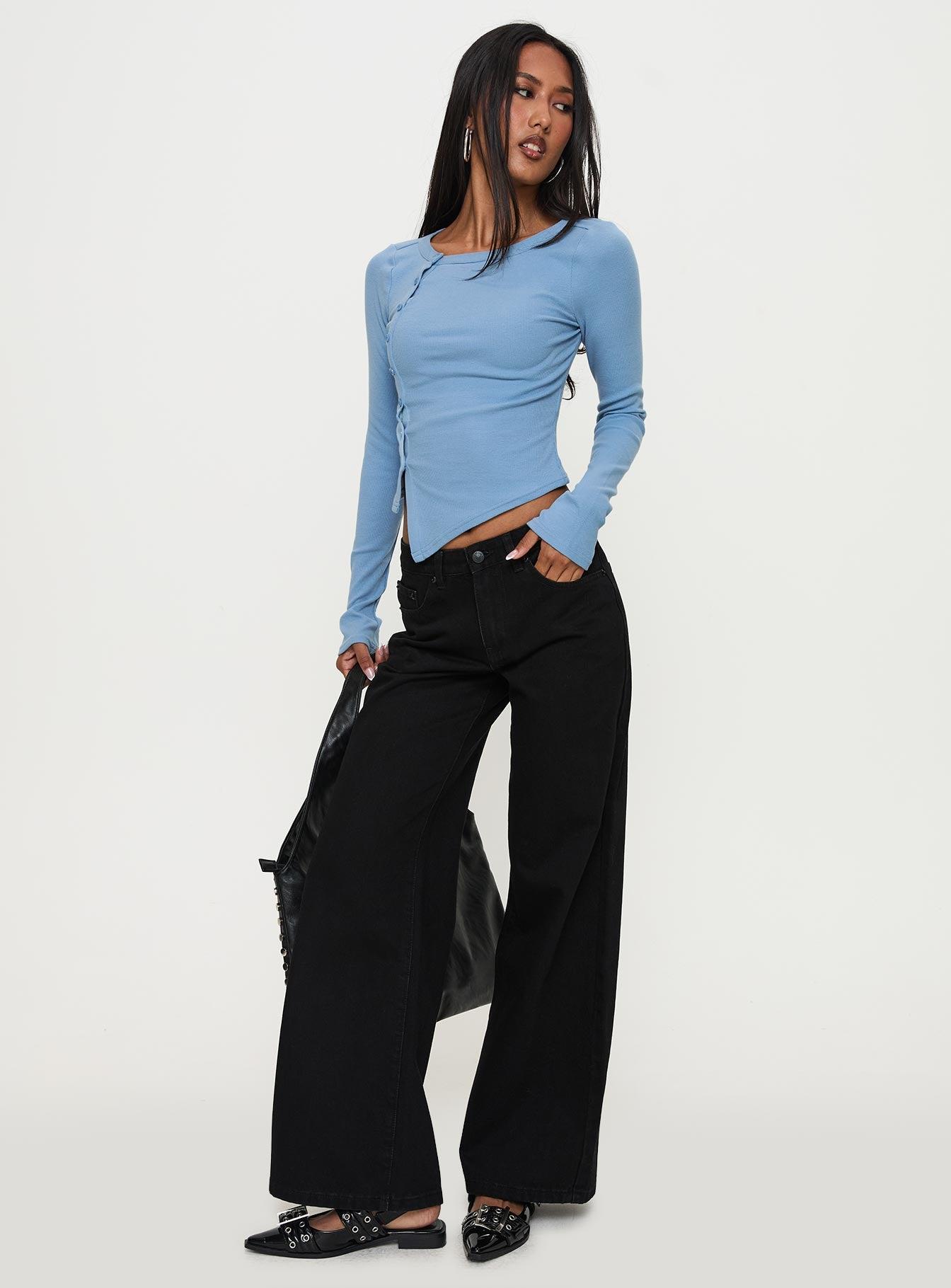 Baseline Button Up Long Sleeve Top Blue Product Image