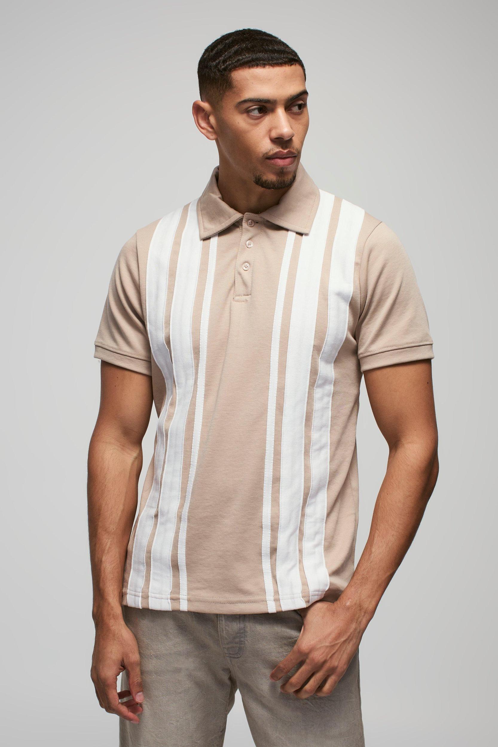 Slim Interlock Colour Block Polo | boohooMAN USA Product Image