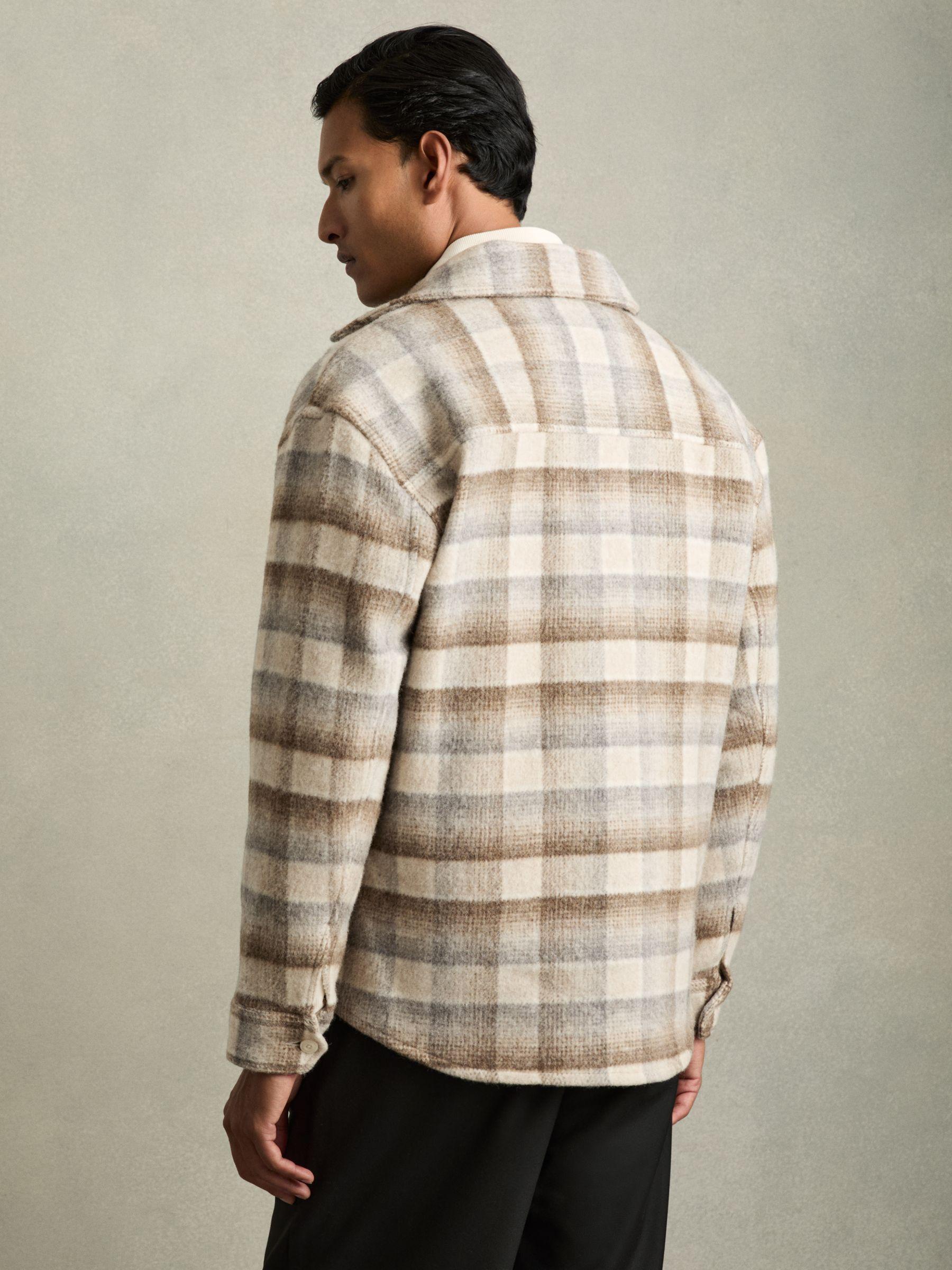 Brushed Wool-Blend Check Overshirt in Oatmeal Product Image