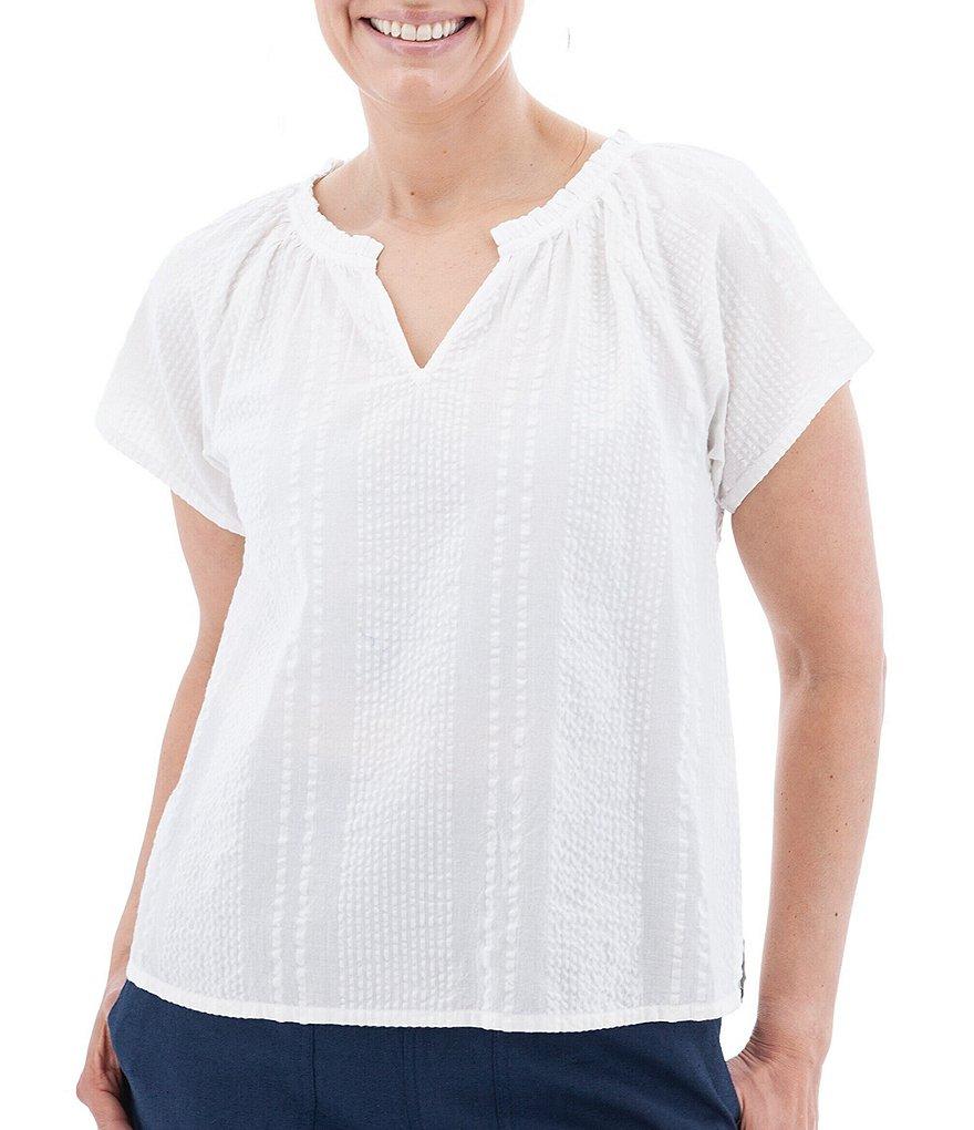 Aventura Colmar Split V Neckline Short Sleeve Blouse Product Image
