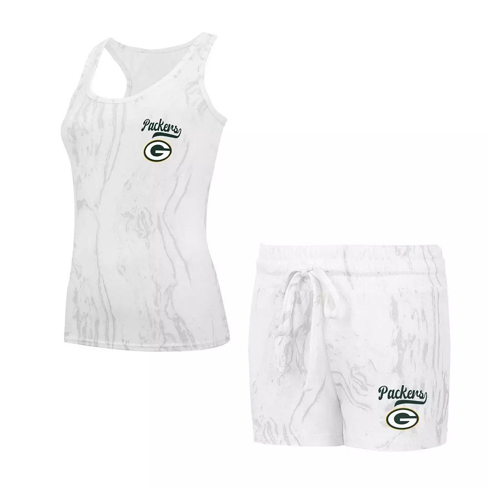 Women's Concepts Sport Green Bay Packers Quartz Hacci Knit Tank Top & Shorts Sleep Set, Size: 3XL, Beige Product Image