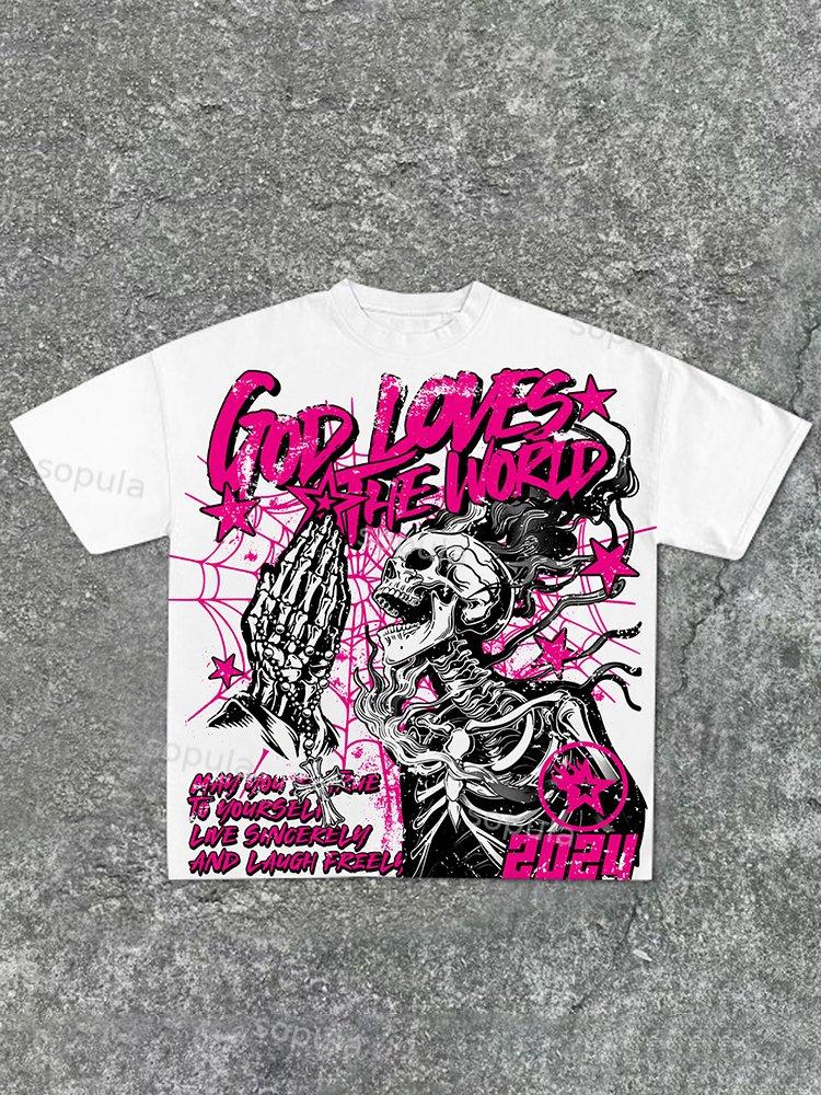 God Loves The World Vintage Graphic Cotton T-Shirt Product Image