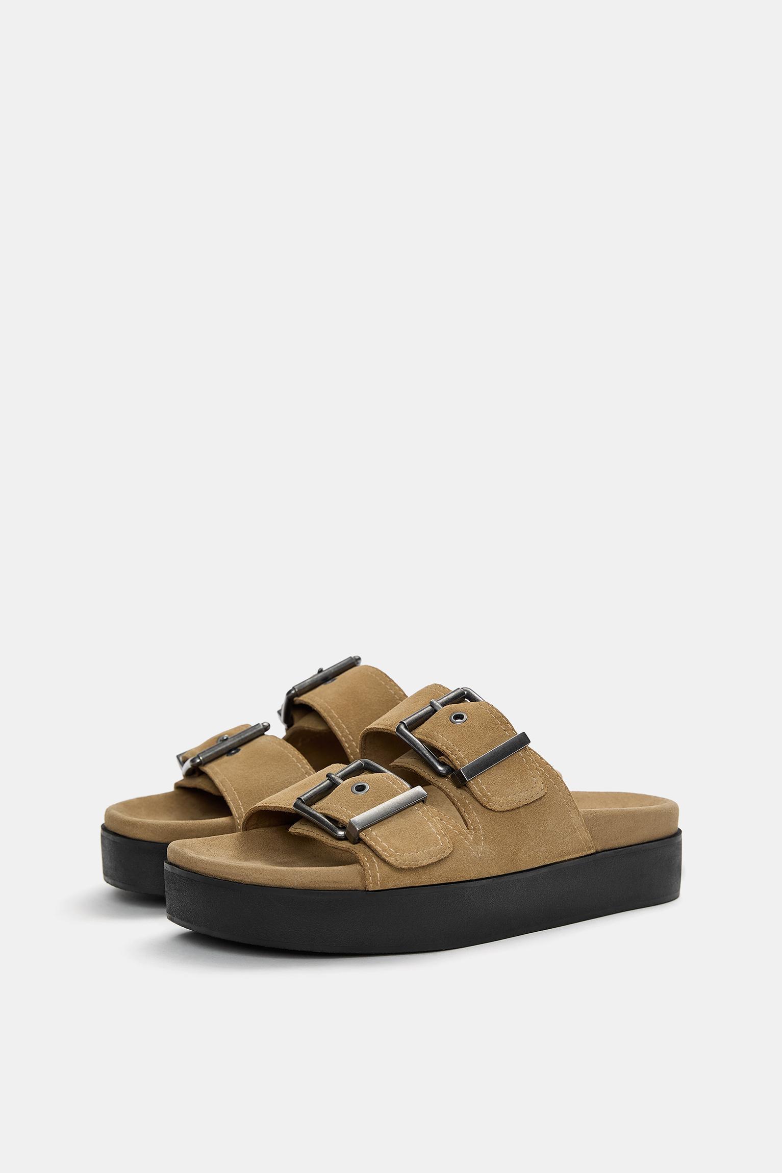 Chunky leather sandals with buckles Product Image