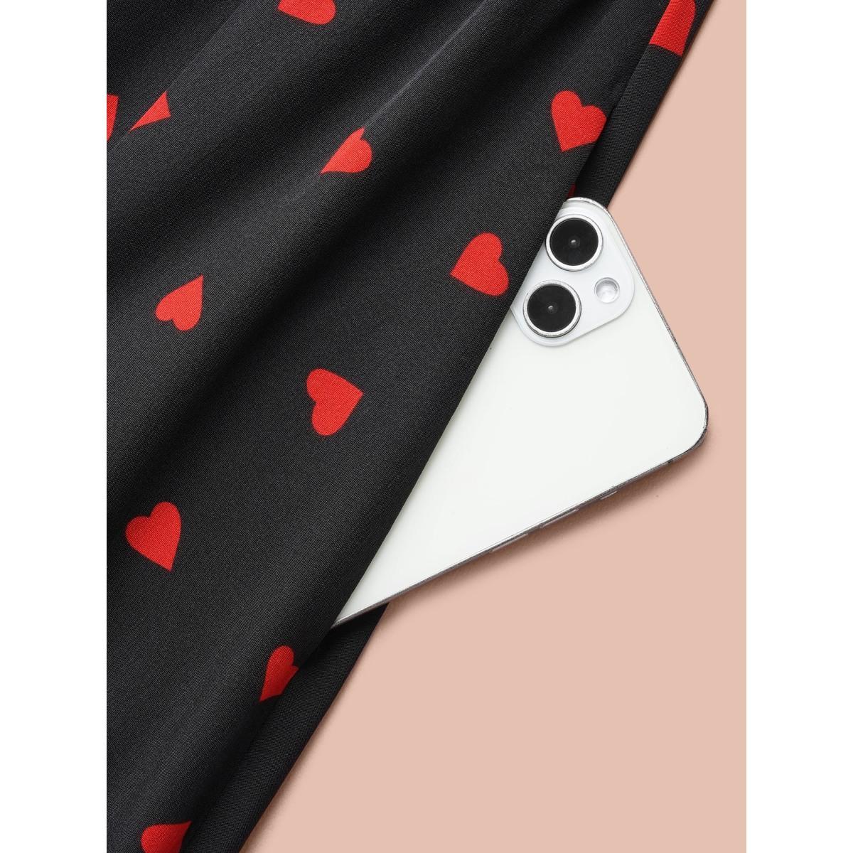 Plus Size Sweetheart Neckline Side Slit Midi Dress Black Women Elegant Gathered Heart neckline Elbow-length sleeve Curvy BloomChic 12/L Product Image