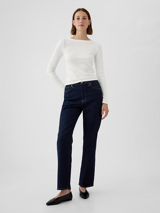 Modern Rib Cropped Boatneck T-Shirt Product Image