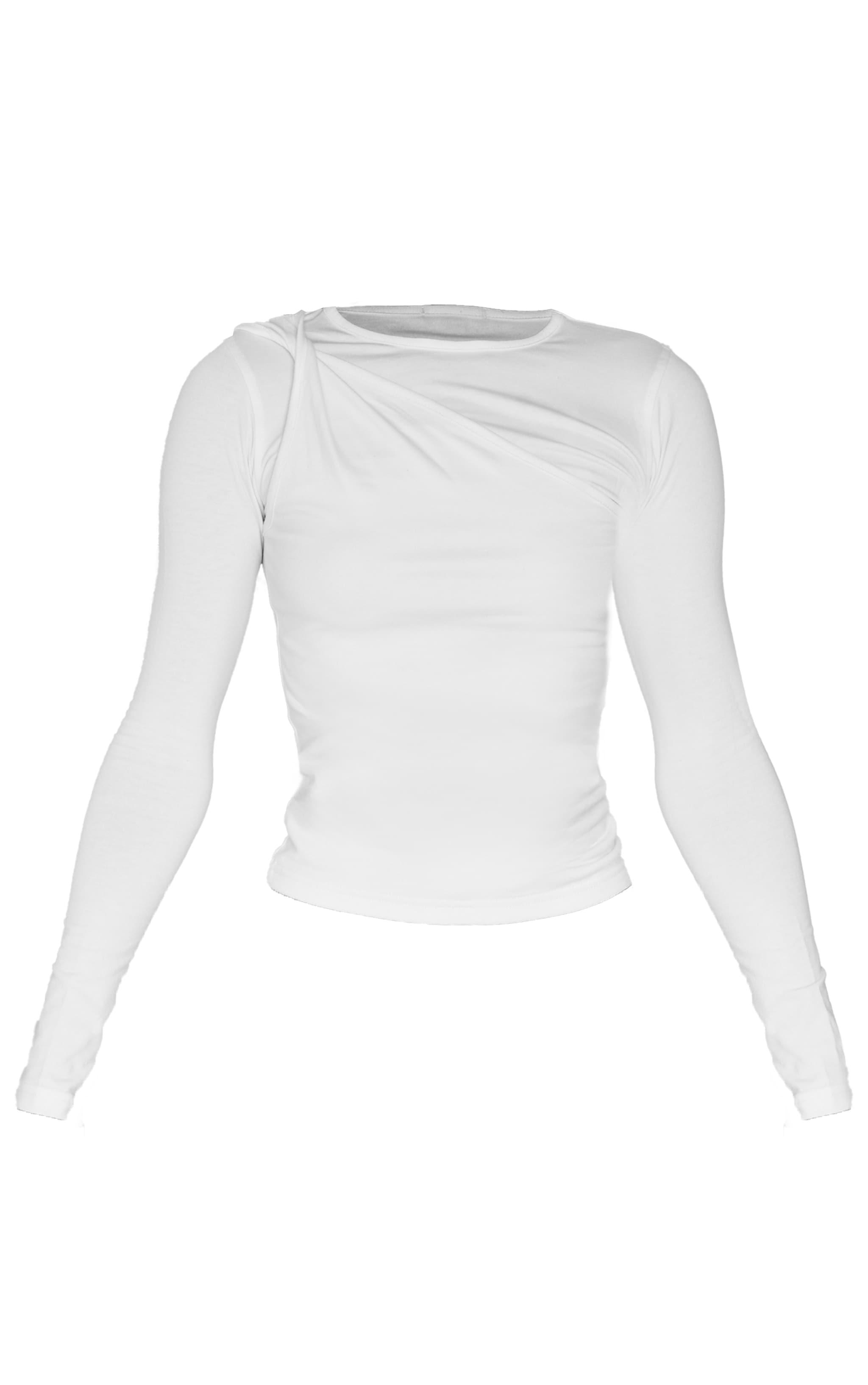 Cream Twist Detail Overlay Long Sleeve Top Product Image