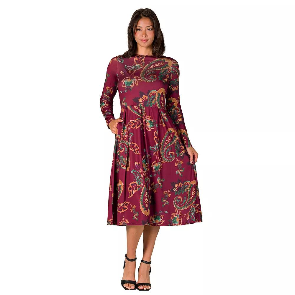 Women's 24Seven Comfort Apparel Midi Pocket Dress, Size: Small, Red Team Product Image