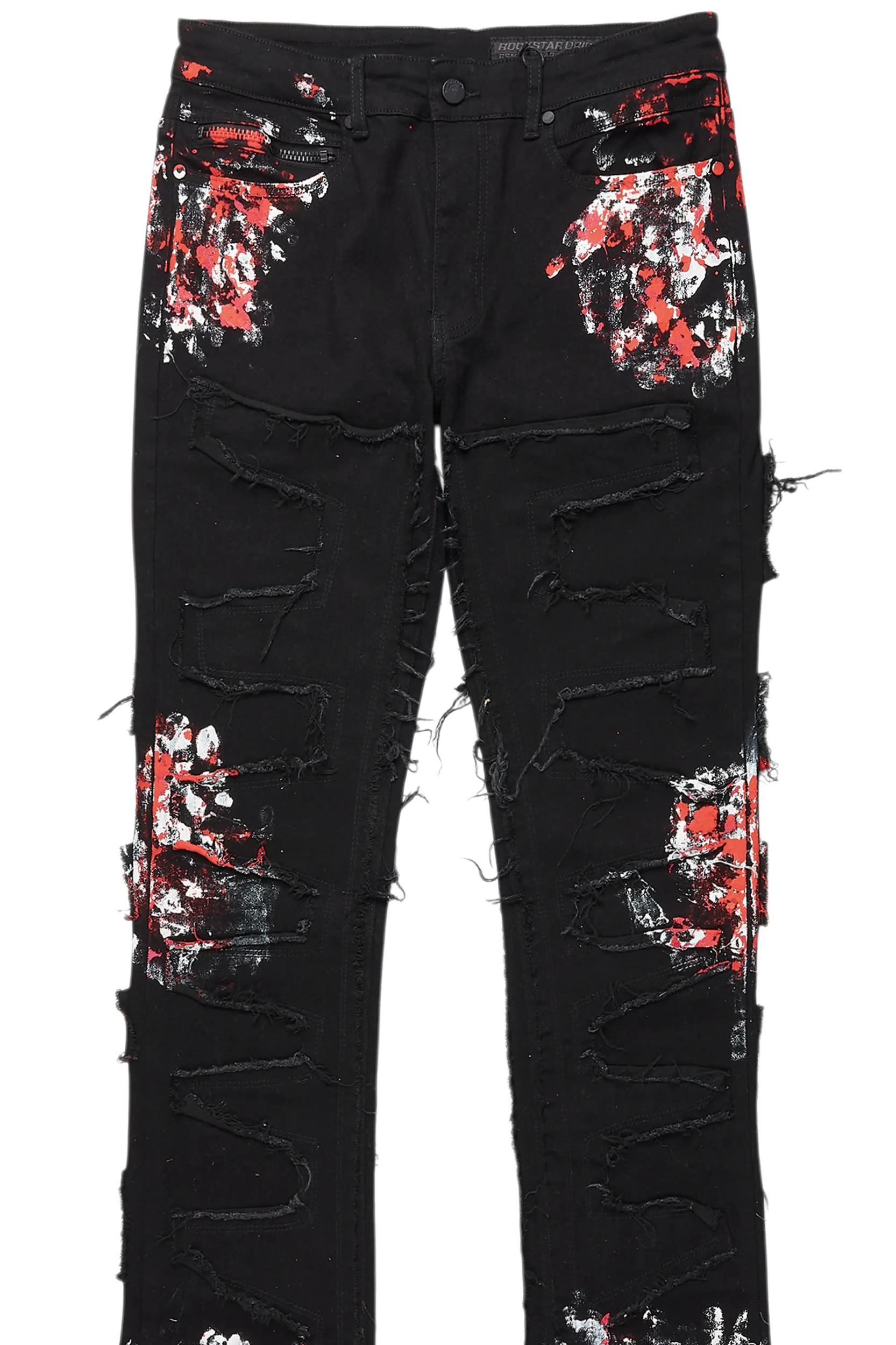 Kodak Black/Red Painter Stacked Flare Fringe Jean Male Product Image