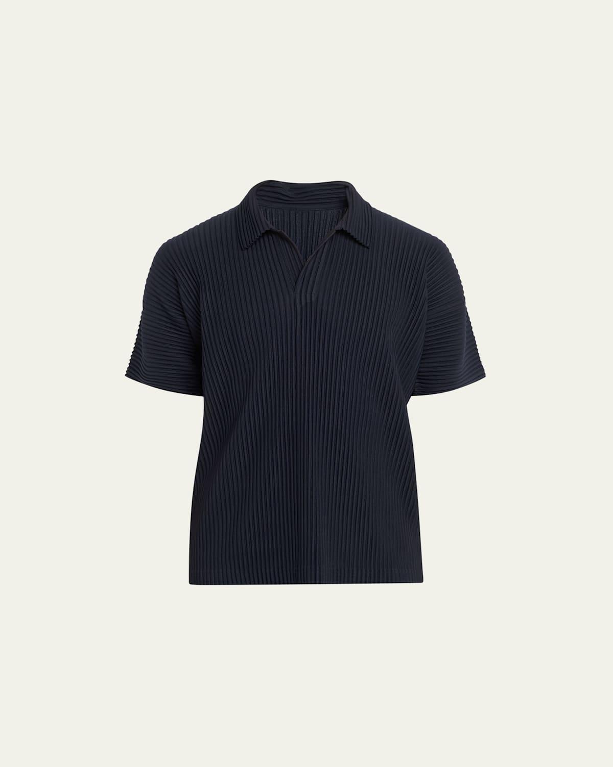 Mens Pleated Polyester Basic Polo Shirt Product Image