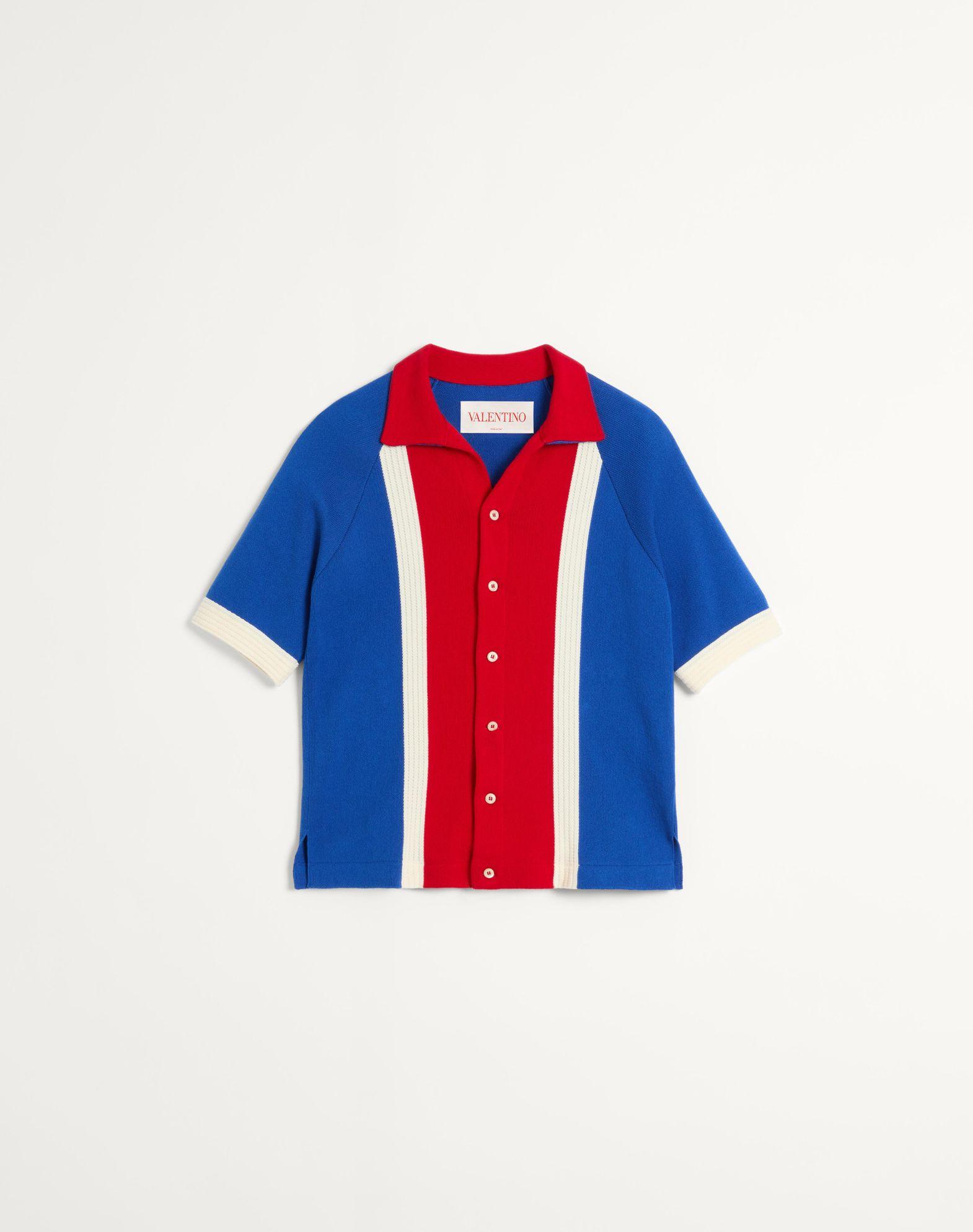 Cotton Bowling Shirt With Chez Valentino Embroidery Product Image