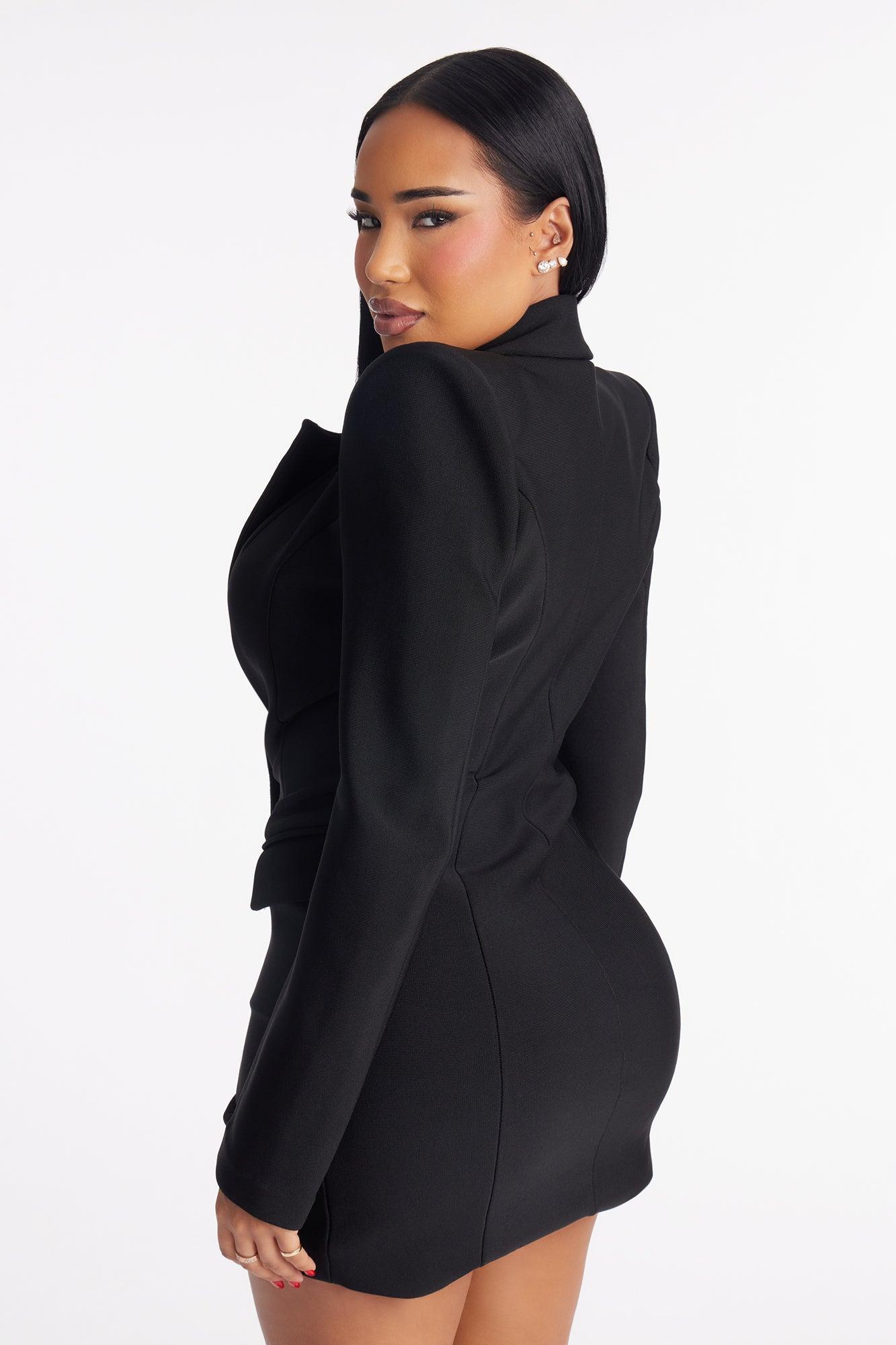 Come To My Office Bandage Blazer Mini Dress - Black Female Product Image