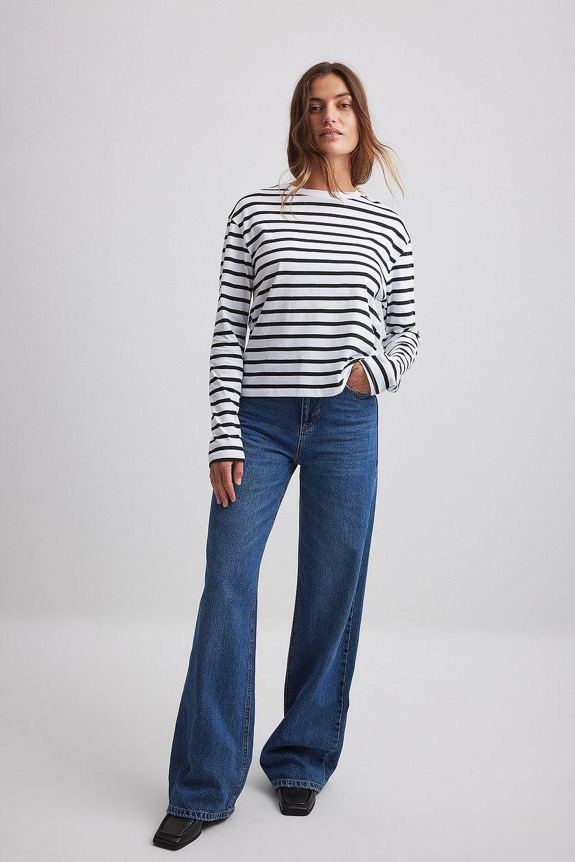 Striped Oversized Long Sleeved Top Product Image