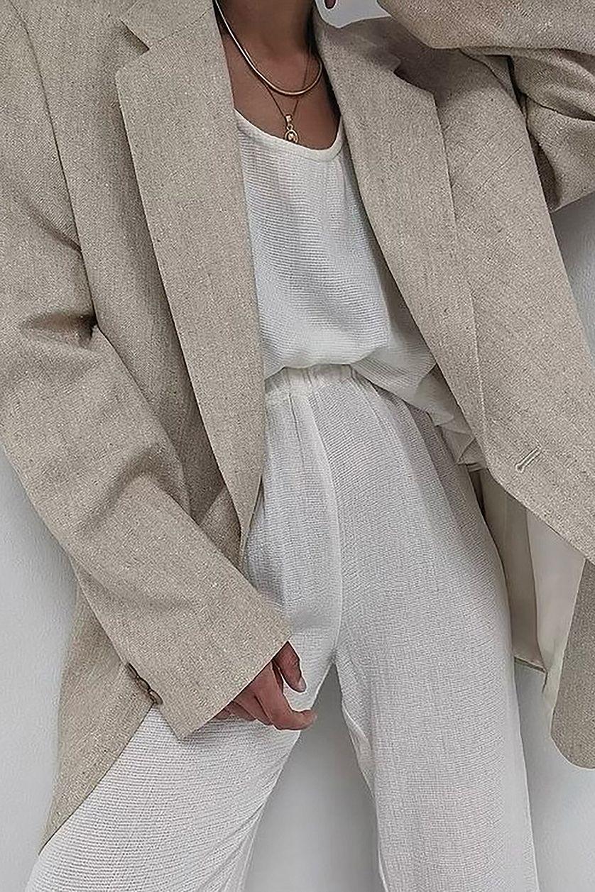 Oversized Tailored Linen Blazer Product Image