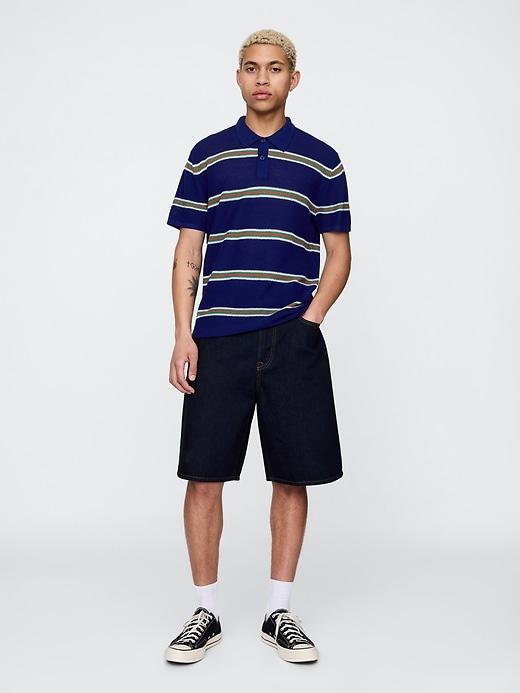 Textured Crochet Polo Shirt Product Image