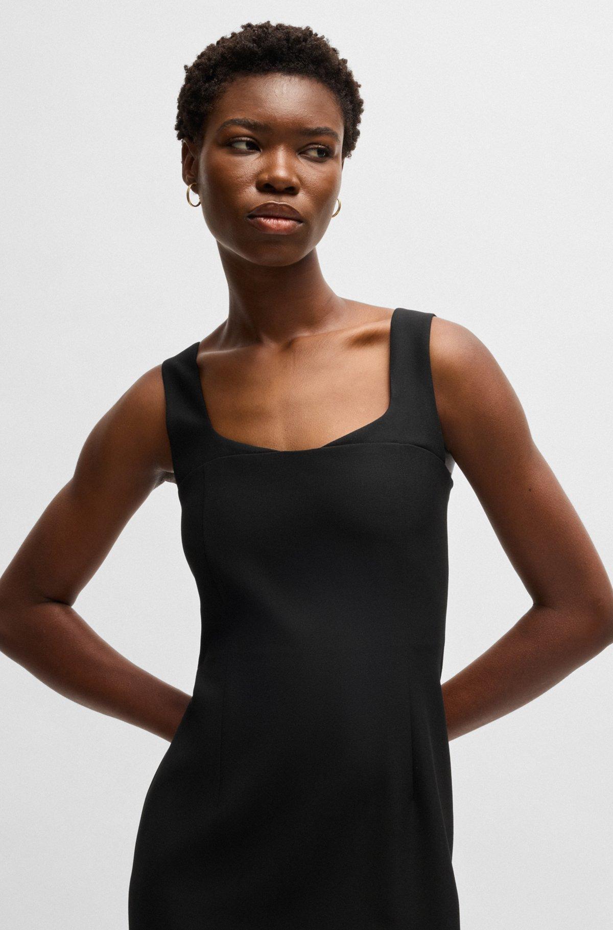 BOSS - Bodycon midi-length dress in stretch material - Black Product Image