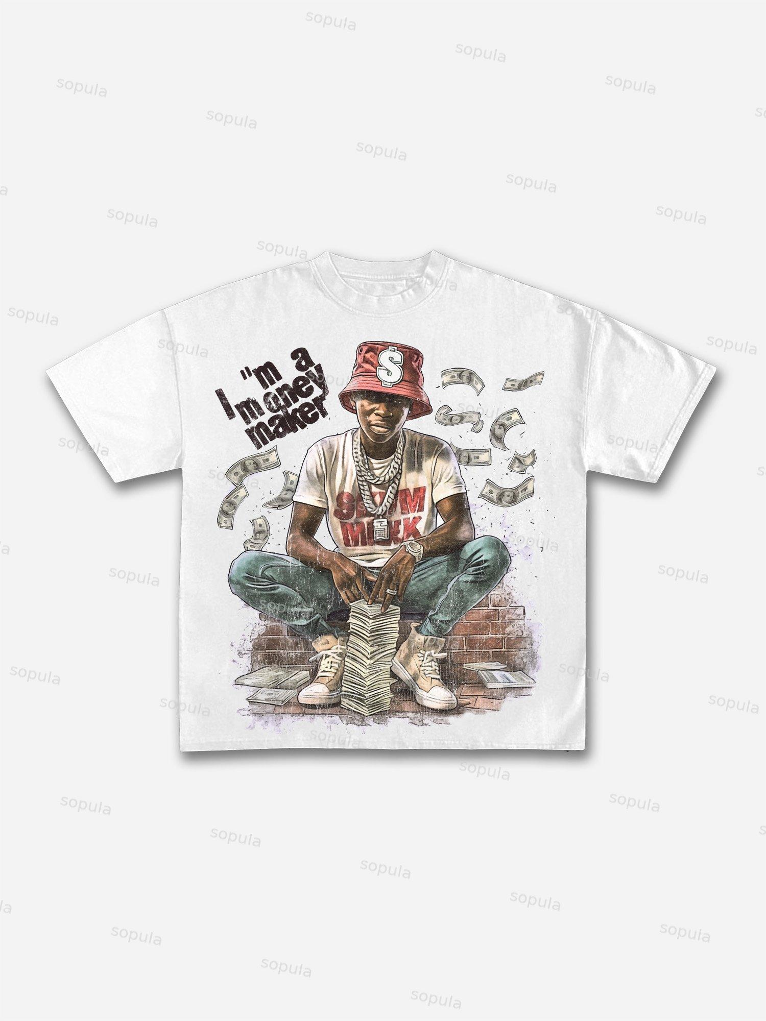 Vintage Street I'm A Money Maker Graphic Cotton T-shirt Product Image