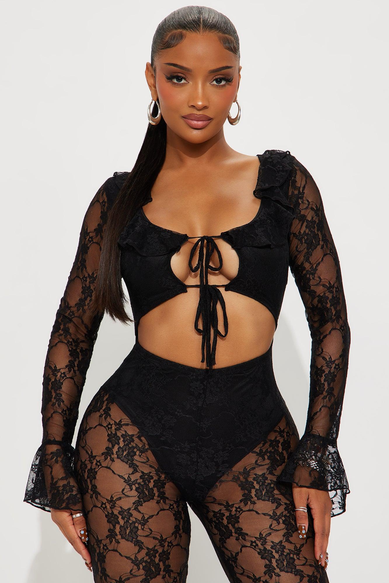 Heatstroke Lace Flare Jumpsuit - Black Female Product Image