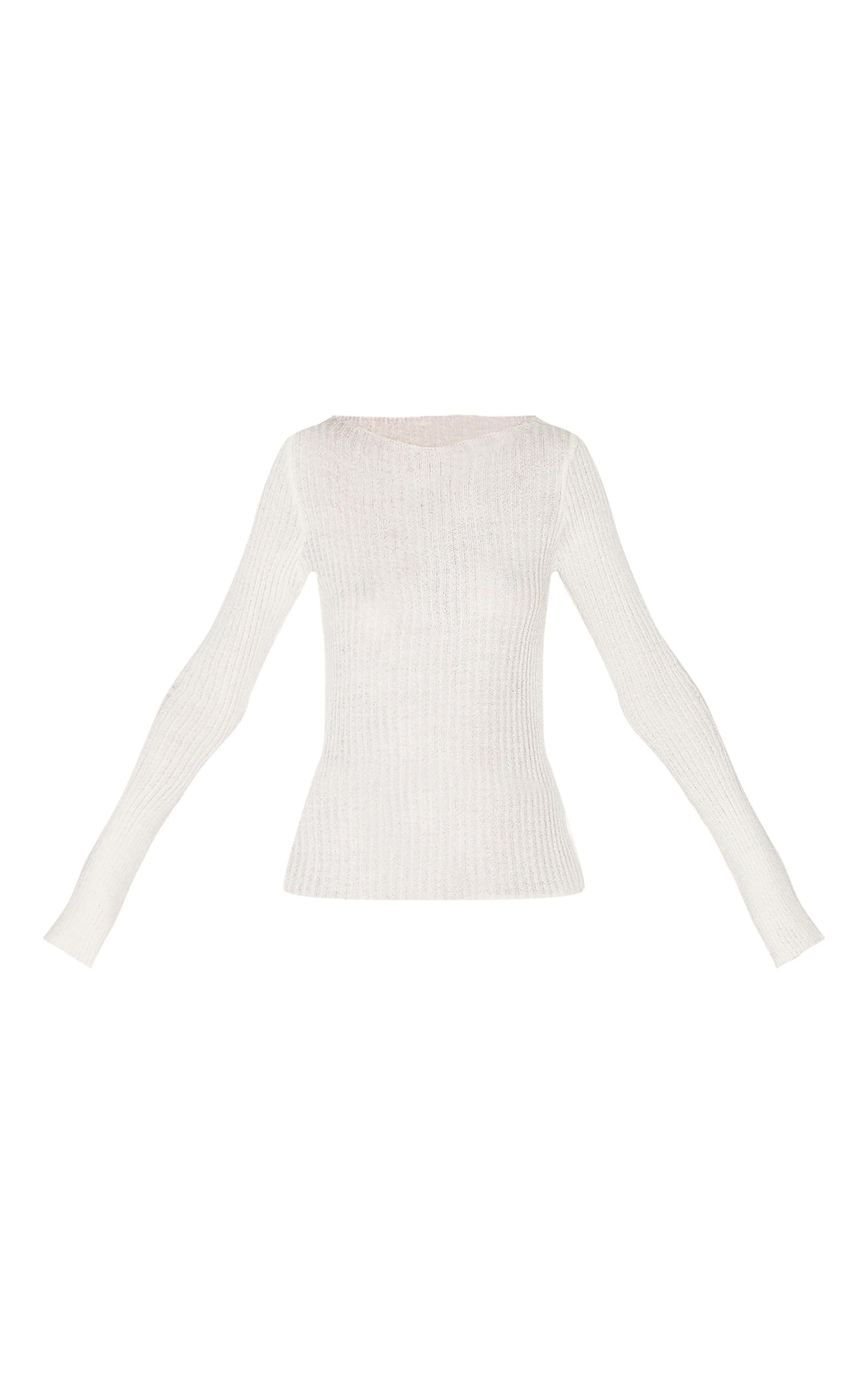 Cream Rib Knit Long Sleeve Top Product Image