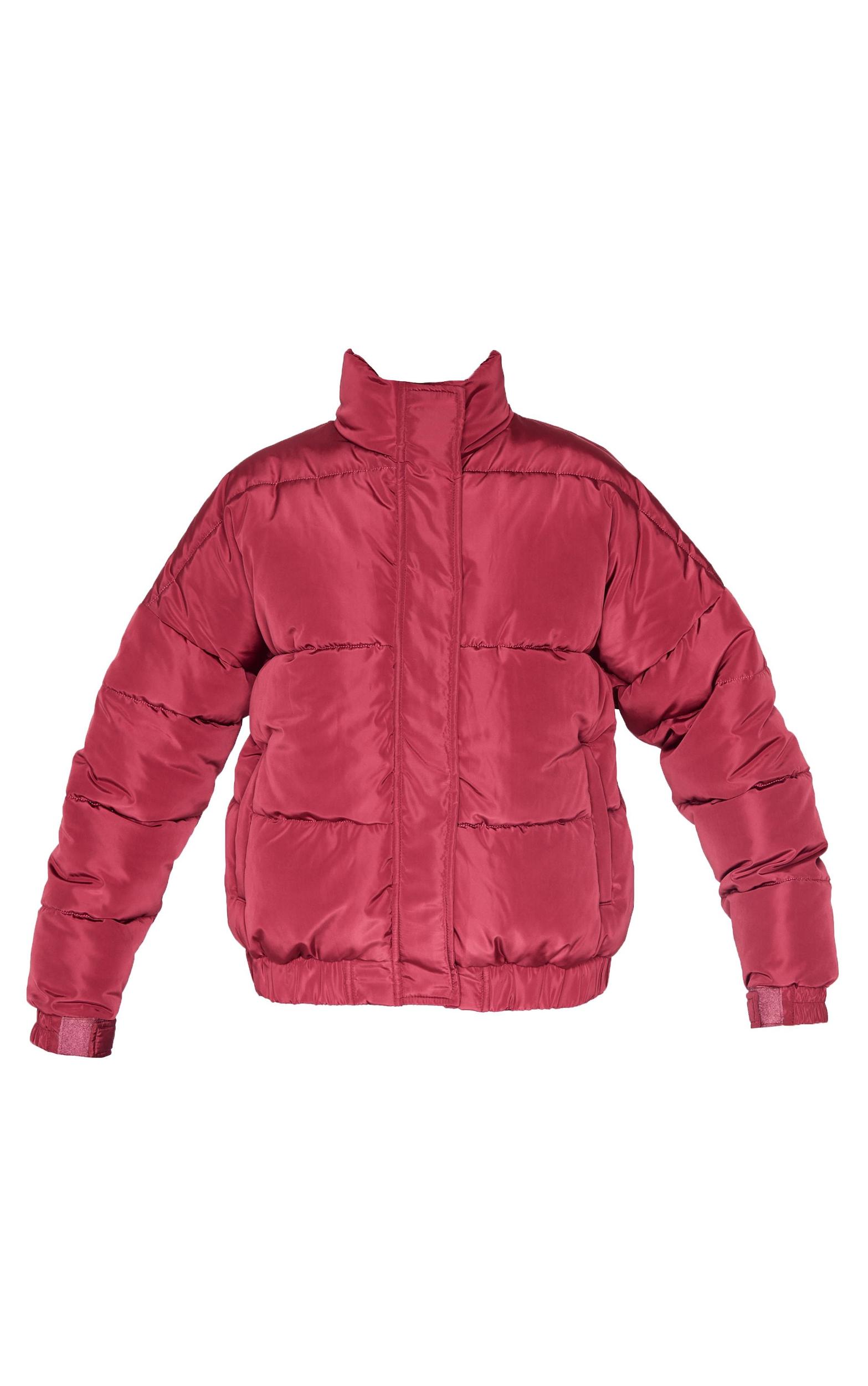 Burgundy Funnel Neck Padded Jacket Product Image
