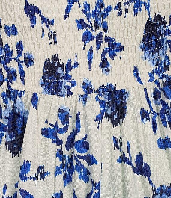 Skies Are Blue Plus Size Floral Ikat Balloon Sleeve Maxi Dress Product Image