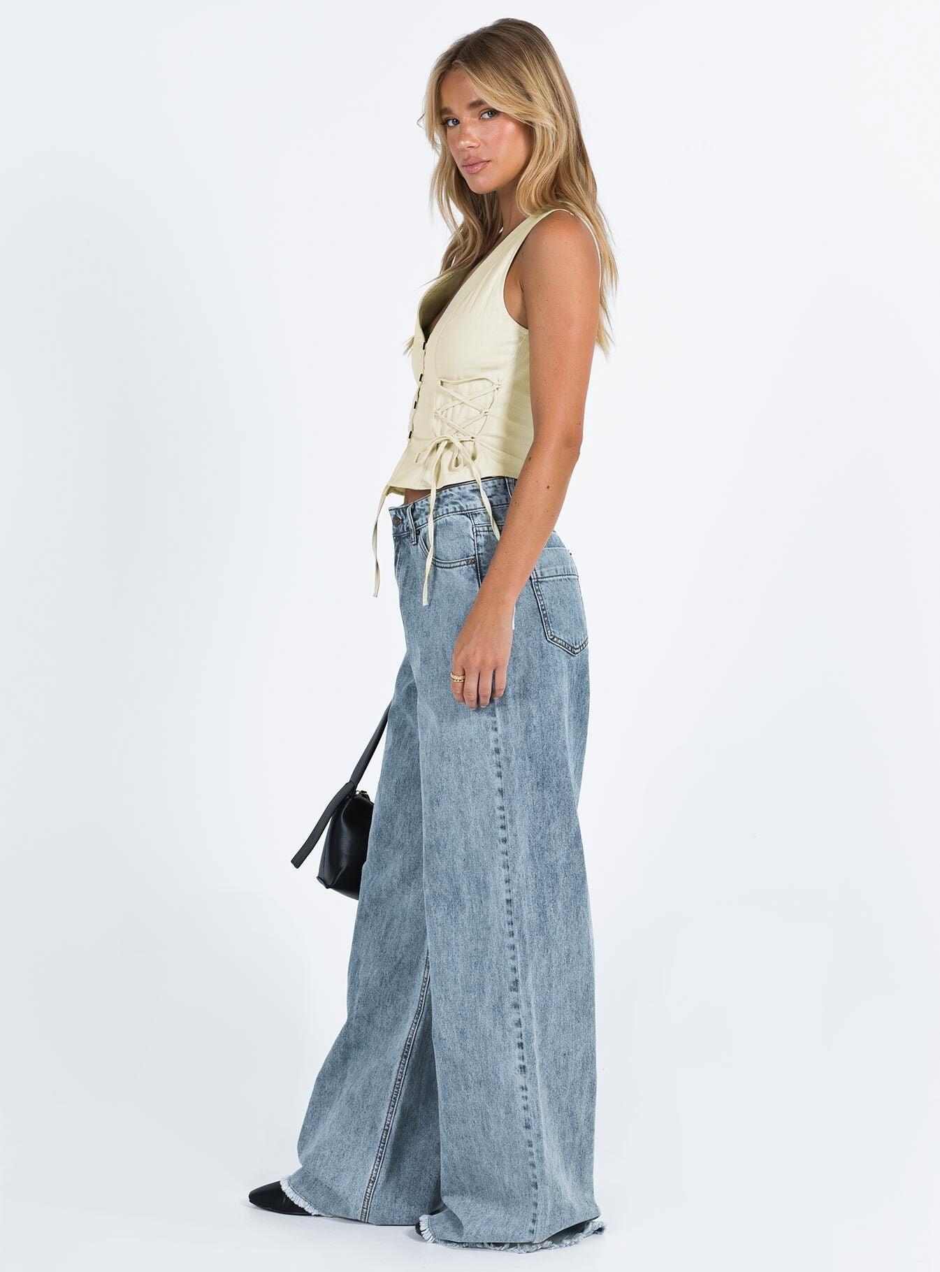 Eivissa High Rise Baggy Jeans Faded Denim Product Image