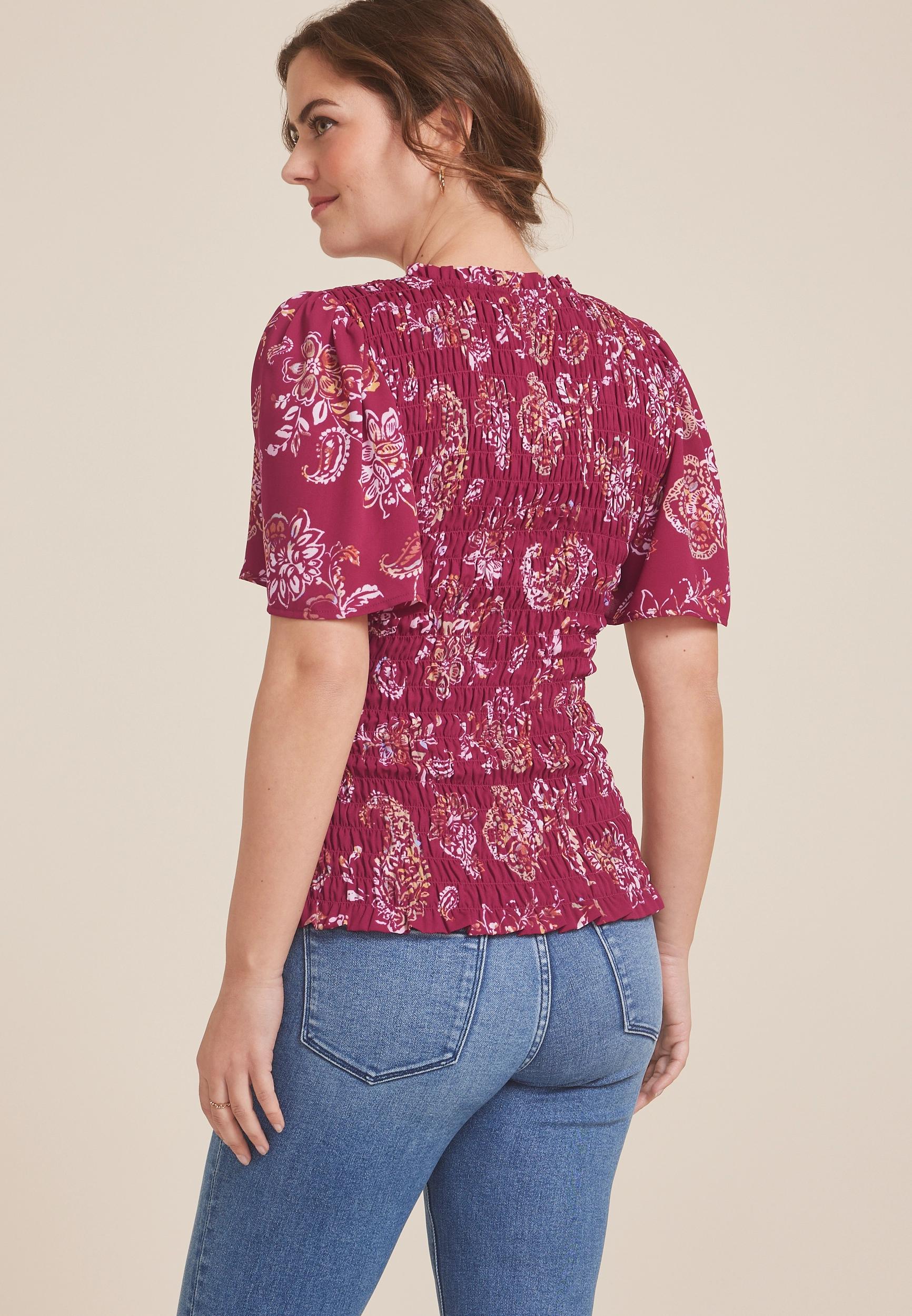 Printed Smocked Blouse Product Image