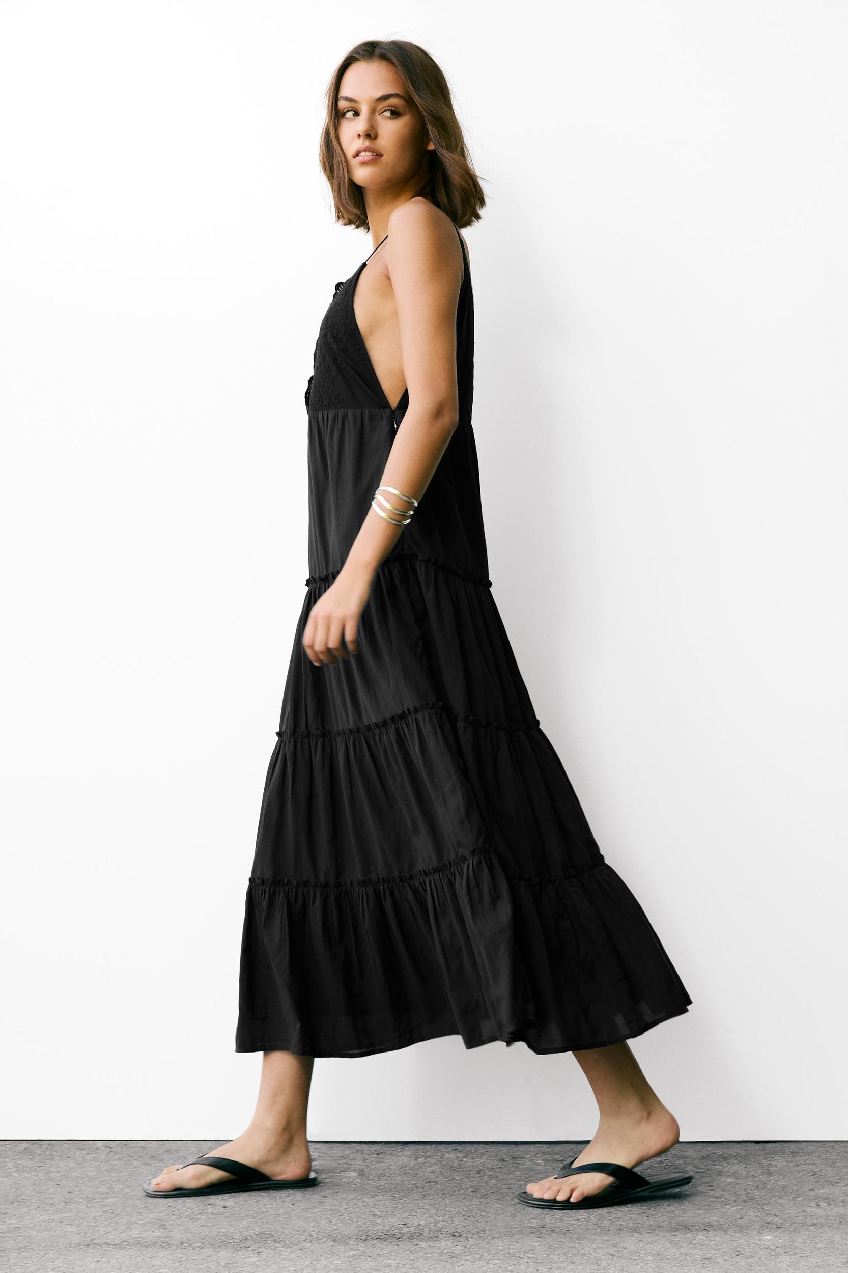 Embroidered strap midi dress Product Image