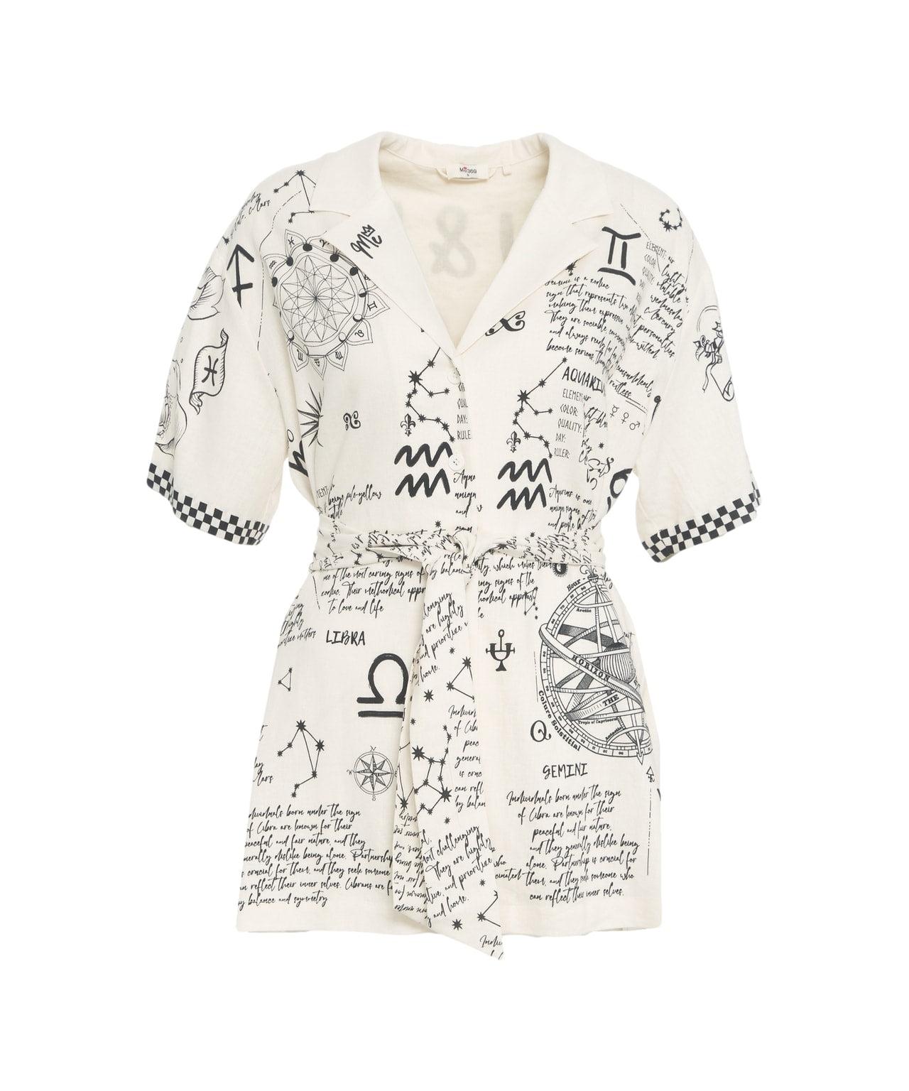 Blouse with print and waist band Product Image