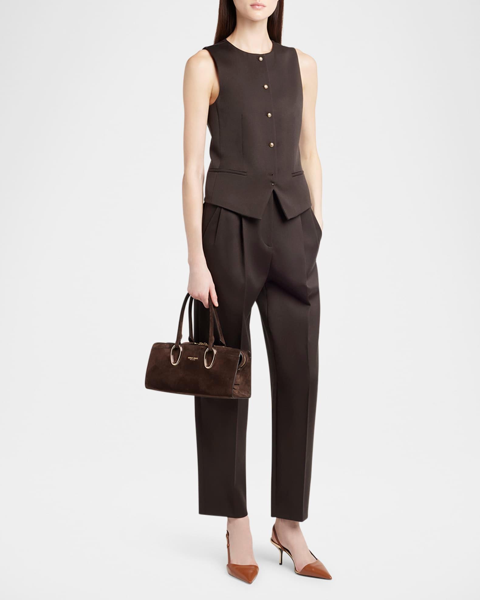 Ring-Embellished Suede Top-Handle Bag Product Image