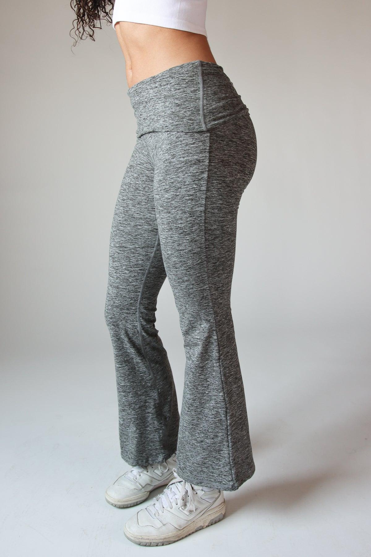 Fold Over Fleece Lined Flare Leggings Product Image